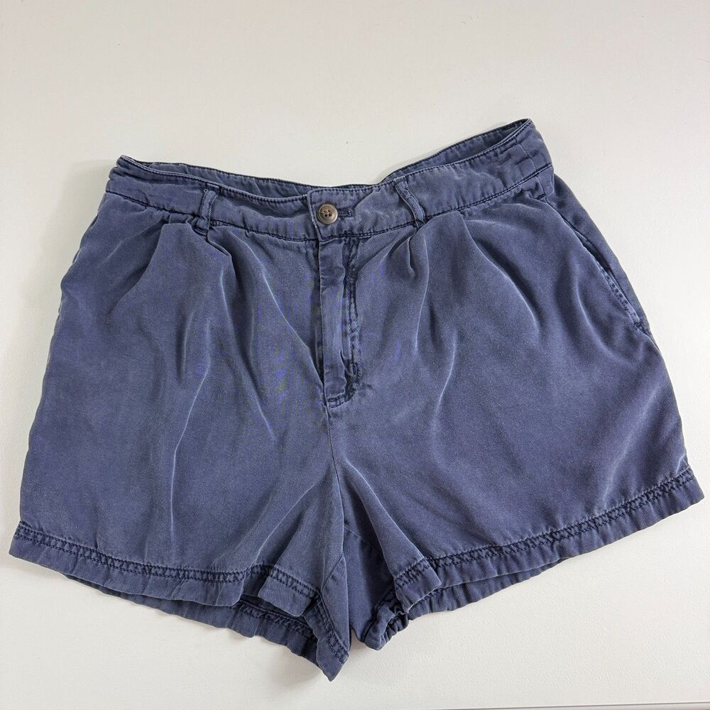 C&C California Shorts Womens 4 Blue Lyocell Pleated Chino Casual Pockets